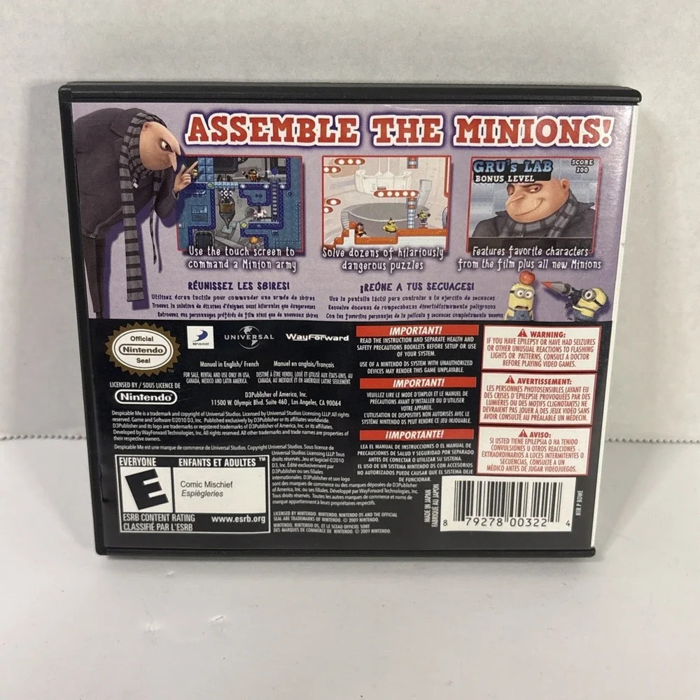 Despicable Me The Game Minion Mayhem Nintendo DS CIB Complete D3Publisher